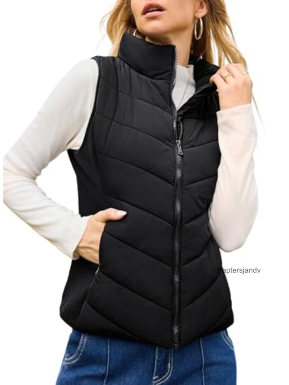 Quilted Puffer Vest Lightweight Sleeveless Zip Outerwear Gilet